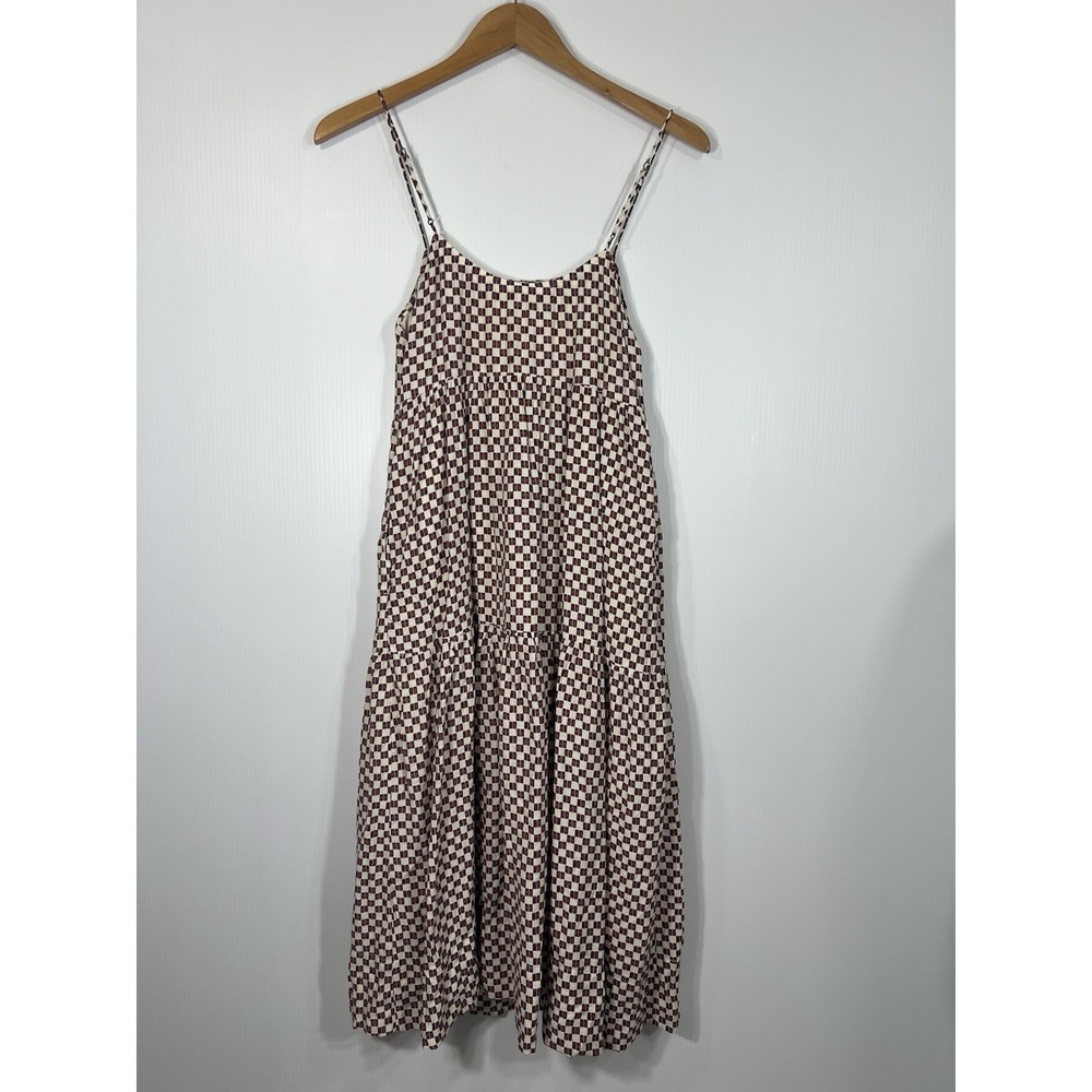 Abercrombie & Fitch Tiered Trapeze Midi Dress Size XS Checkered Pockets *FLAW* - Picture 5 of 14